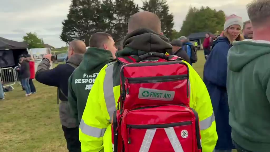 AV Group UK event medical first responder with a first aid response pack on site