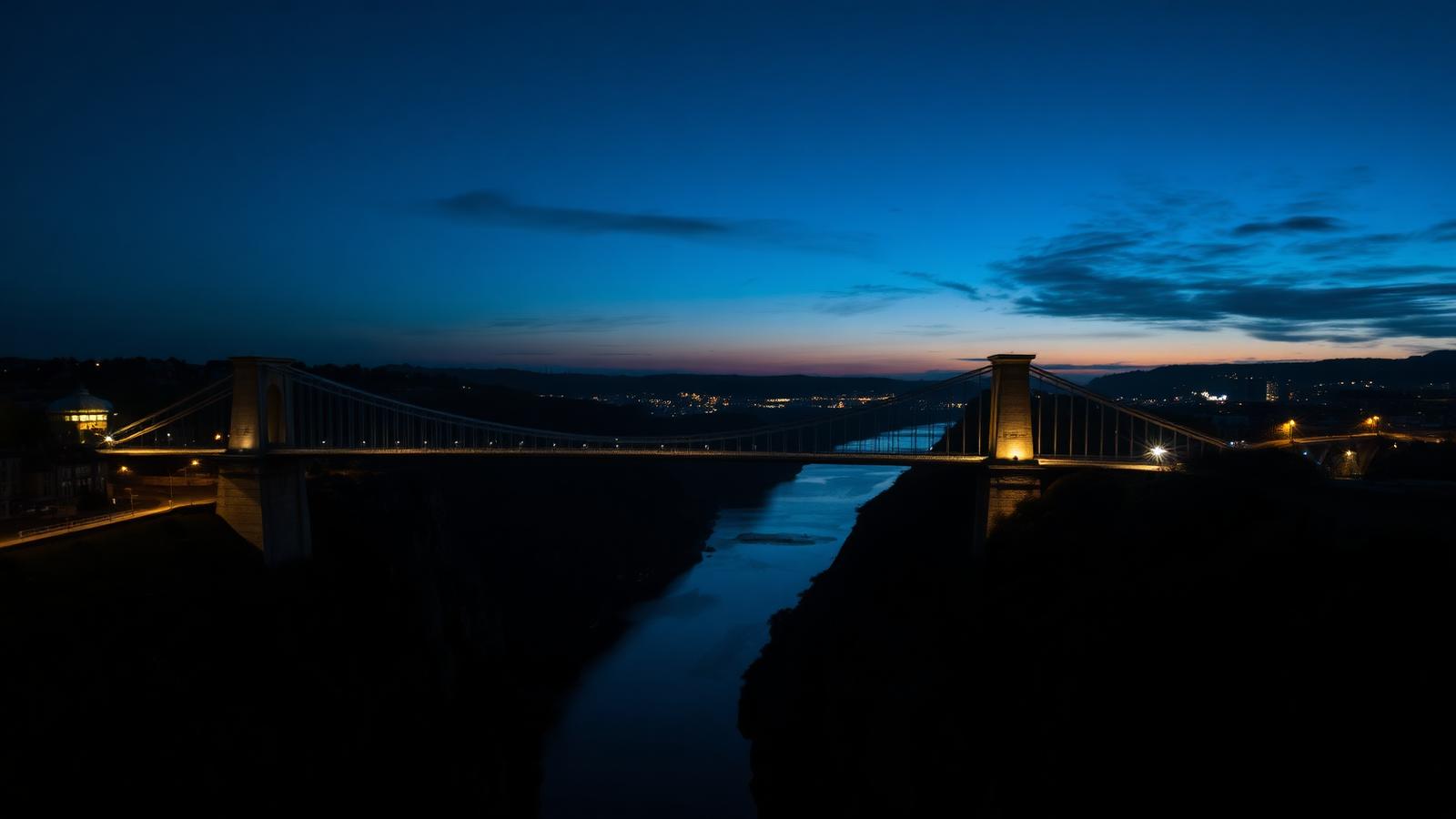 Clifton Suspension Bridge over the Avon Gorge in Bristol at dusk